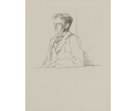 Sir William Rothenstein (1872-1945) PORTRAIT OF HILAIRE BELLOC, HALF LENGTH, IN PROFILE Lithograph, signed and dated '96 in t