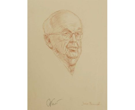 *Juliet Pannett (1911-2005) PORTRAIT STUDY OF C P SNOW Signed l.r. and signed by sitter l.l., red chalk 38 x 29.5cm Charles P
