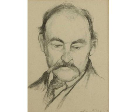 English School, 20th Century PORTRAIT OF THOMAS HARDY Indistinctly signed l.r., charcoal on buff paper 21 x 15cm