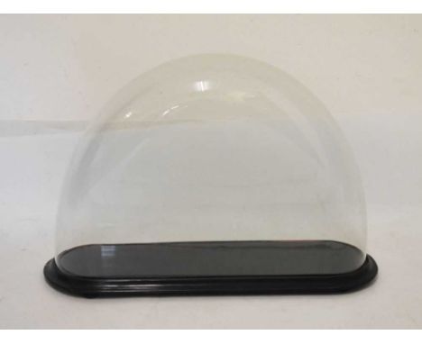 Large glass dome, of semi-circular section, in good condition and suitable for clock or taxidermy display, 65cm wide x 46cm h