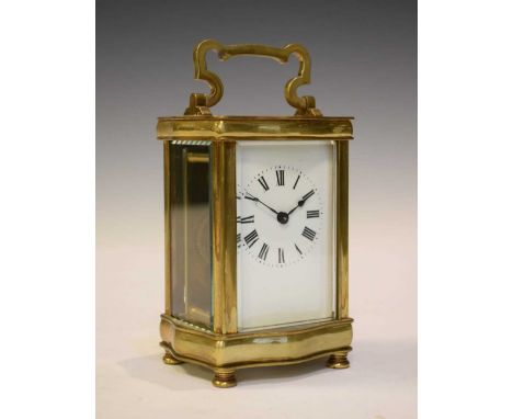20th Century brass Louis XV doucine-cased carriage clock, white Roman dial, lever platform escapement, timpeice movement, 12c