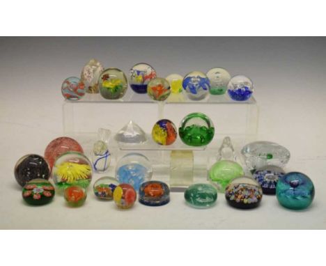 Quantity of paperweights to include; millefiori examples, brands to include; Perthshire, Caithness, etc. 