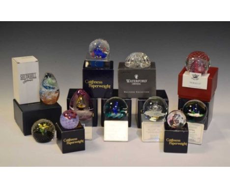 Group of eight boxed Caithness Paperweights to include; 'Reflections', 'Dragonfly', 'Blue Sail (495/750), 'Starwatch Silver',