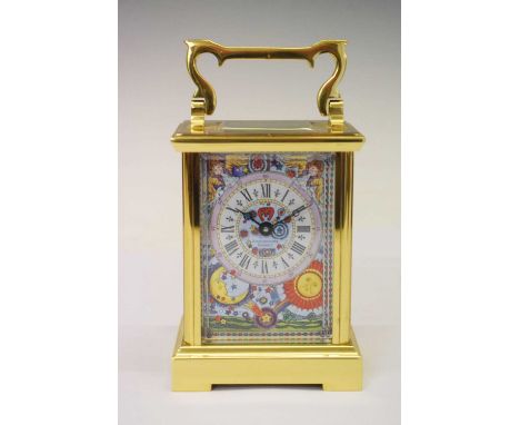 Staffordshire Enamels - Limited edition 'The Millenium Collection' gilt metal cased carriage clock, 14/150, 8cm wide x 11cm h