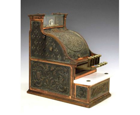 Early 20th Century American 'National' Cash Register, model 215 (rare slim version), No. 1197938, 23.5cm x 39cm x 42cm high