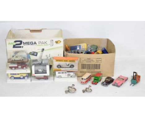 Quantity of vintage playworn Dinky, Corgi diecast model vehicles, together with a quantity of boxed model vehicles