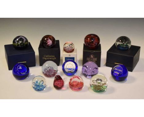 Fourteen Caithness and Selkirk paperweights including Victory in Europe, Ruby Jubilee, 'To Commemorate the return of Hong Kon
