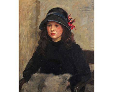 Walpole c.1930 Portrait of Gladys Hunt, aged 11 Oil on canvas in original frame 61 x 50.5cm Provenance: Given by the artist t