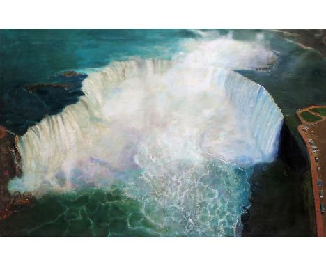 American School c.1960 Niagara Falls Signed indistinctly WEEG; Oil on canvas 60.5 X 91cm  ++Canvas rippled upper right corner