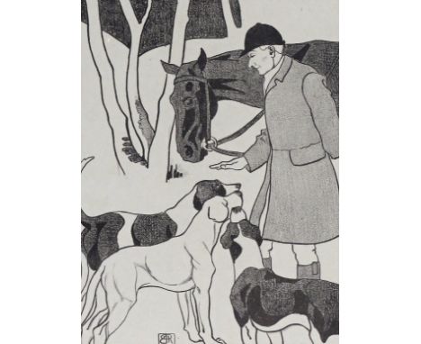  ‡ Robert Bevan (1865-1925) Huntsman and hounds, 1898-99 Lithograph on grey/green card 18 x 14cm Provenance: The Fine Art Soc