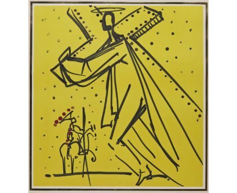  ‡ After Salvador Dali Christ with Cross from the Apostle Series Signed and numbered 84/250 Print 65 x 48cm With a watercolou