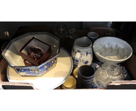 A box of assorted glass &amp; ceramic wares