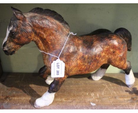 A studio ceramic Heavy Horse figurine, monogrammed "M" 25cm high