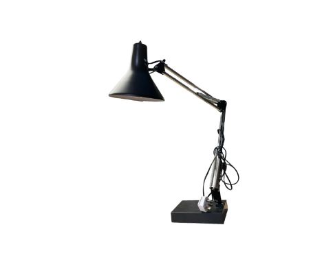 Angle poise style lamp upon a rectangular base,   H64cm