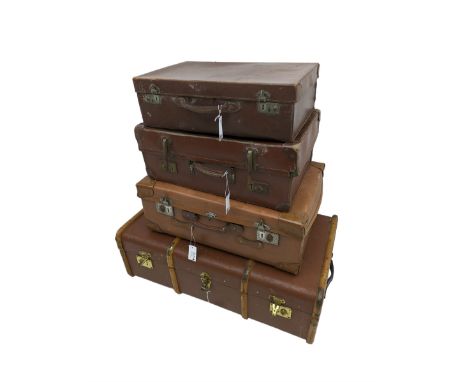Travelling trunk and three vintage cases