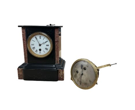 Marble mantle clock and one other movement, clock H24cm