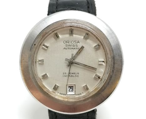 Oriosa vintage automatic stainless steel wristwatch 36mm circular case - running BUT WE CANNOT GUARANTEE THE TIMEKEEPING OR R