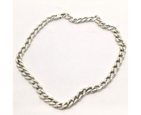 Heavy silver filed curb link neckchain - 48cm &amp; 64g