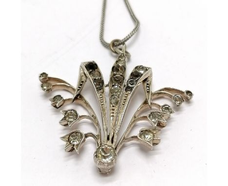 Antique 935 silver pendant set with paste on an unmarked silver barrel lock 40cm chain - 10g total weight ~ reverse has small
