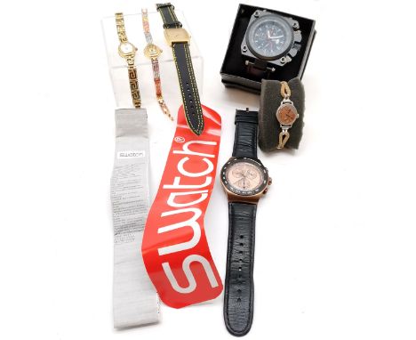Swatch irony watch with original paperwork and a collection of various wristwatches. 