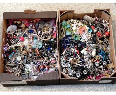 2 boxes of costume jewellery inc silver tone floral collar - SOLD ON BEHALF OF THE NEW BREAST CANCER UNIT APPEAL YEOVIL HOSPI