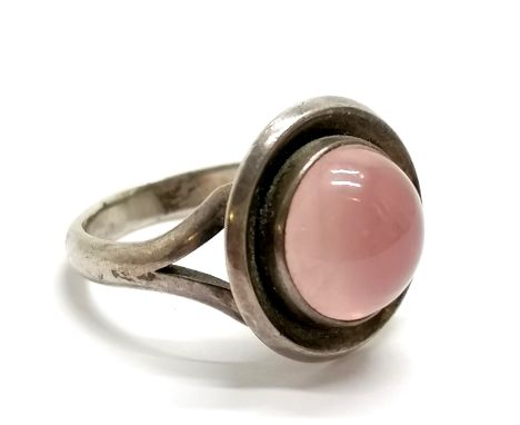 Denmark silver ring set with cabochon pink stone by Niels Erik From - size M &amp; 6.6g total weight 