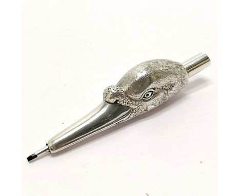 Victorian unmarked silver Sampson Mordan novelty duck / swan head propelling pencil (Regd 16638) - @7cm long &amp; 12.8g tota