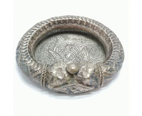 Egyptian 800 silver dish made from trade bangle - 9cm across &amp; 85g total weight