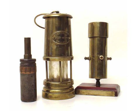 Ashington brass colliery lamp and two other detectors (3). Condition report: see terms and conditions