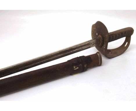 British 1895 pattern Durham Light Infantry officers sword and scabbard by Henry Wilkinson, Pall Mall, London, etched blade wi