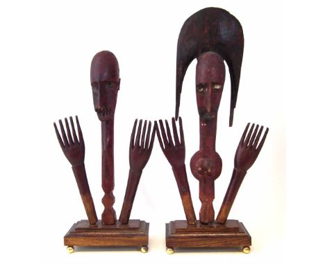 Pair of Bamana Puppets, 53cm high.    Provenance: Sold at Sotheby's Important Tribal Art sale Monday 29th June 1987 Lot 16.  