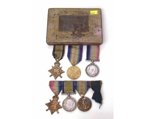Two world war one trios of medals to include 1914 Star, British war medal 1914-20 and victory medal awarded to 7591 PTE.T. Br
