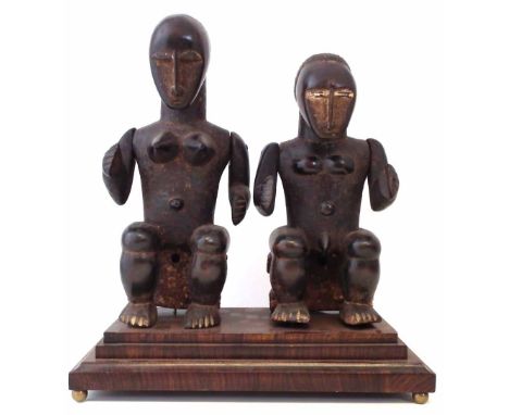 Guro- Yaure Ancestral couple, with pinned moving arms, 38cm high    All lots in this Tribal and African Art Sale are sold sub