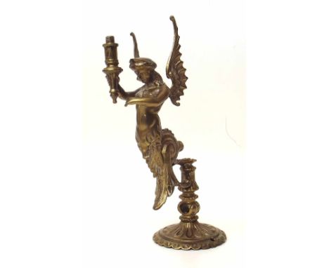 Edwardian table top gas lamp, cast brass. Condition report: see terms and conditions