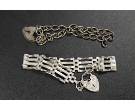 TWO SILVER GATE BRACELETS 