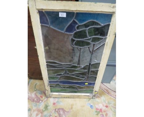 AN ART NOUVEAU LEADED GLASS PANEL