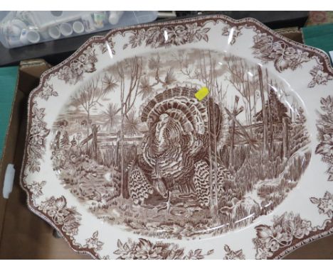 A LARGE JOSIAH WEDGWOOD &amp; SONS LIMITED CERAMIC TURKEY PLATTER "HIS MAJESTY "