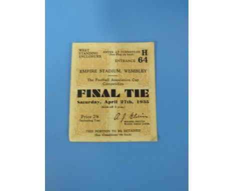 WEST BROMWICH ALBION INTEREST AN ORIGINAL FA CUP FINAL TIE TICKET DATED SATURDAY 27TH APRIL 1935 -SHEFFIELD WEDNESDAY VS WEST