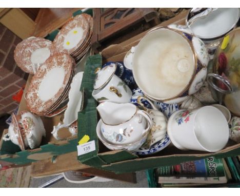 TWO TRAYS OF ASSORTED CERAMICS TO INCLUDE ROYAL WORCESTER, COLCLOUGH ETC