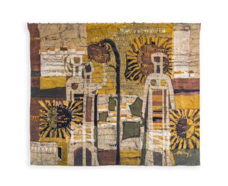 Elona Varai, Hungarian school: Wall tapestry, mixed technique on linen, 2nd half 20th C.H 270 x L 324 cm