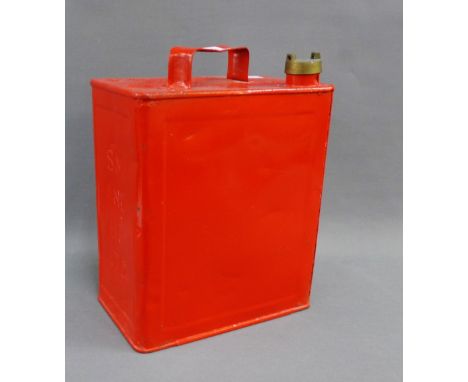 Red painted BP petrol can 