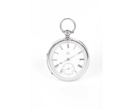 A silver cased pocket watchThe white enamel dial applied with Roman numerals with a subsidiary second dial, Chester 1882.