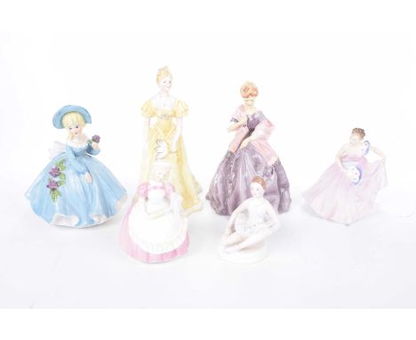 Six assorted ceramic figurinesTo include Royal Worcester "First Dance", "Royal Doulton Invitation", and "Cookie", two Renaiss