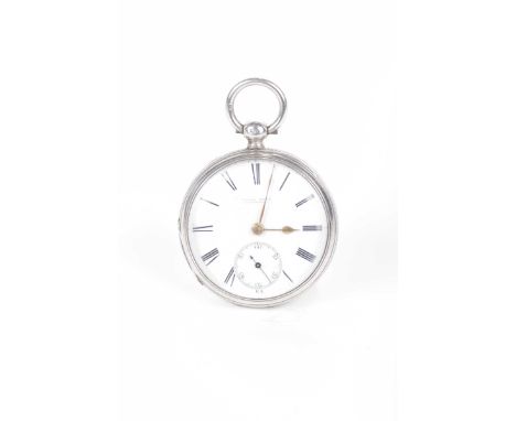 A silver open face pocket watch, James Watt, LiverpoolWith a white enamel dial and subsidiary second dial, Birmingham 1888.