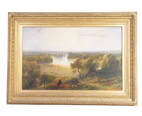 James Poole (British 1803-1886) 'View from Richmond Hill' Oil on canvas, unsigned, framed, 56cm x 89cm   CONDITION REPORT:  P