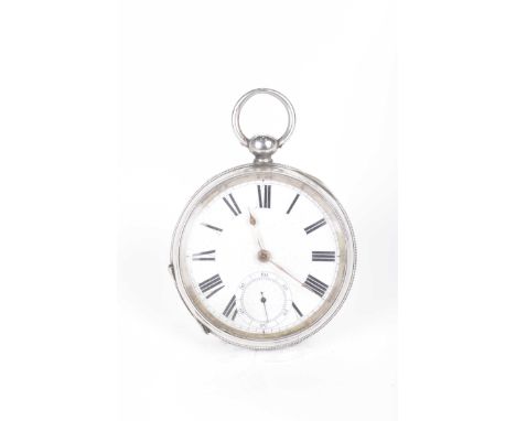 A silver open face pocket watchWith a white enamel dial, subsidiary second dial, Birmingham 1892.