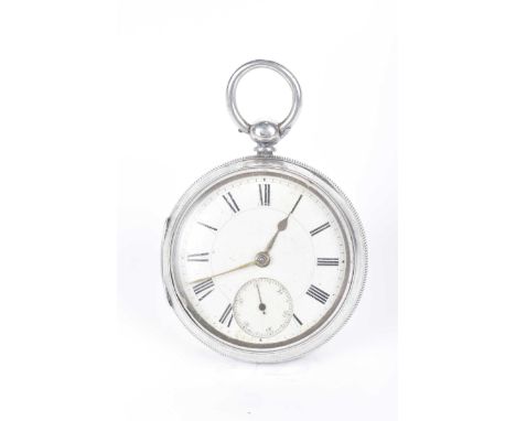 A silver open face pocket watchWith a white enamel dial and subsidiary second dial, Chester 1887.
