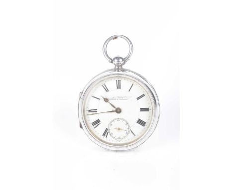 A silver open face pocket watch, Lancashire Watch Co., Ltd.The white enamel dial centred with the makers name and a subsidiar