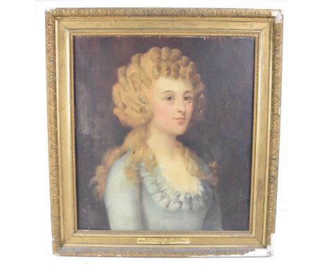 Portrait of Mary Grimke (nee Smith) Oil on canvas, with label "Married 1784 John Faucheraud Grimke 1764-1839", an inscription