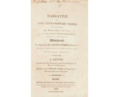 Witchcraft A Narrative of some Extraordinary Things that happened to Mr. Richard Giles's Children at the Lamb, without Lawfor